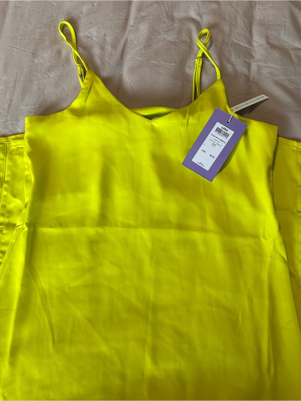 NWT | Bright Neon Yellow Satin Dress
